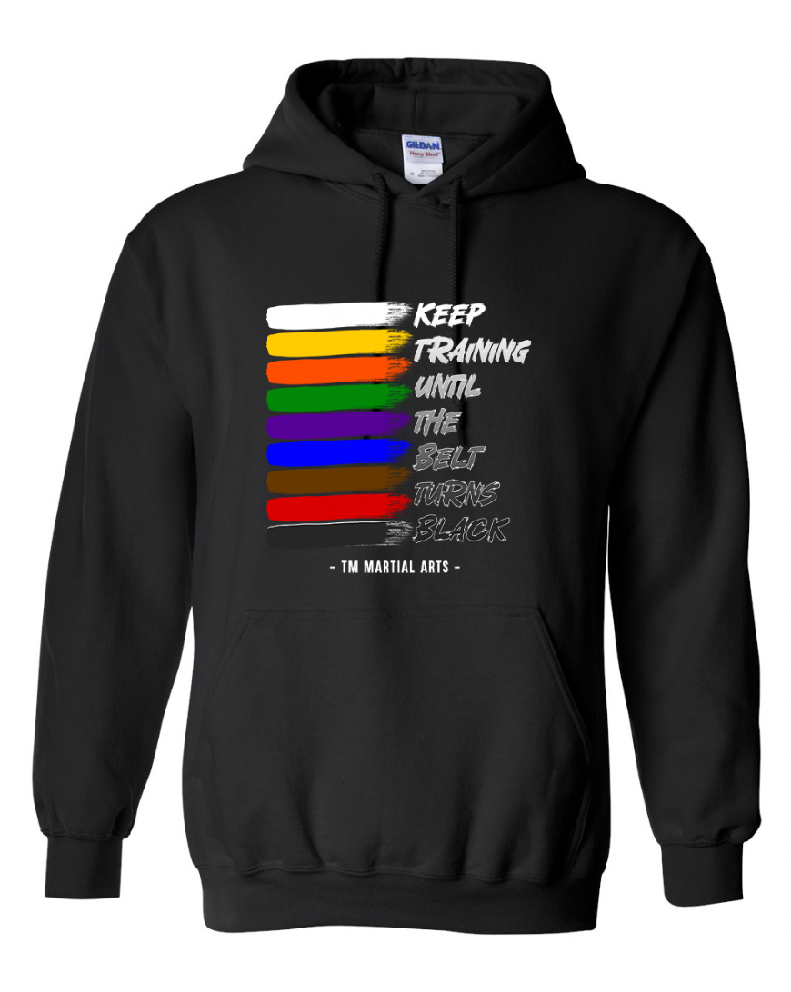 TM Colorful Belt Turns Black TM Cotton Hoodie