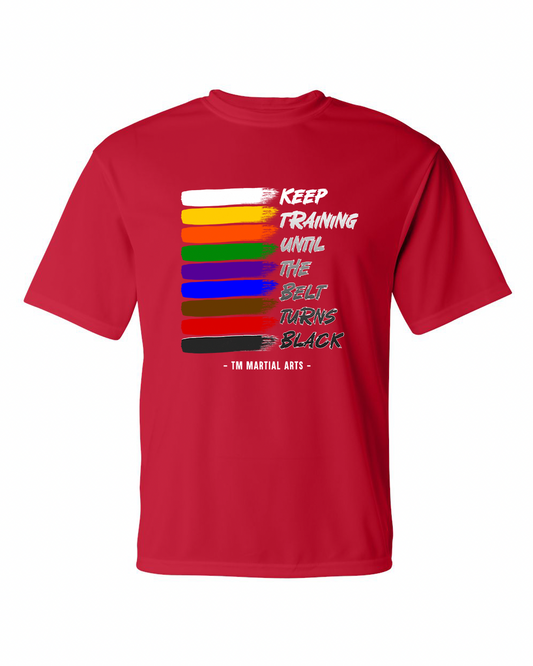 TM Colorful Belt Turns Black TM Dri Fit Short Sleeve Shirt