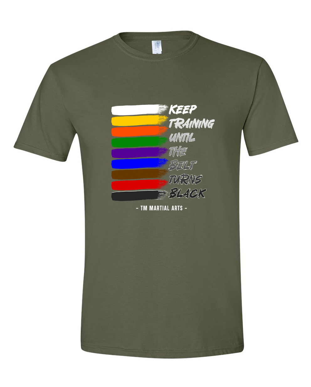 TM Colorful Belt Turns Black Cotton Short Sleeve Shirt
