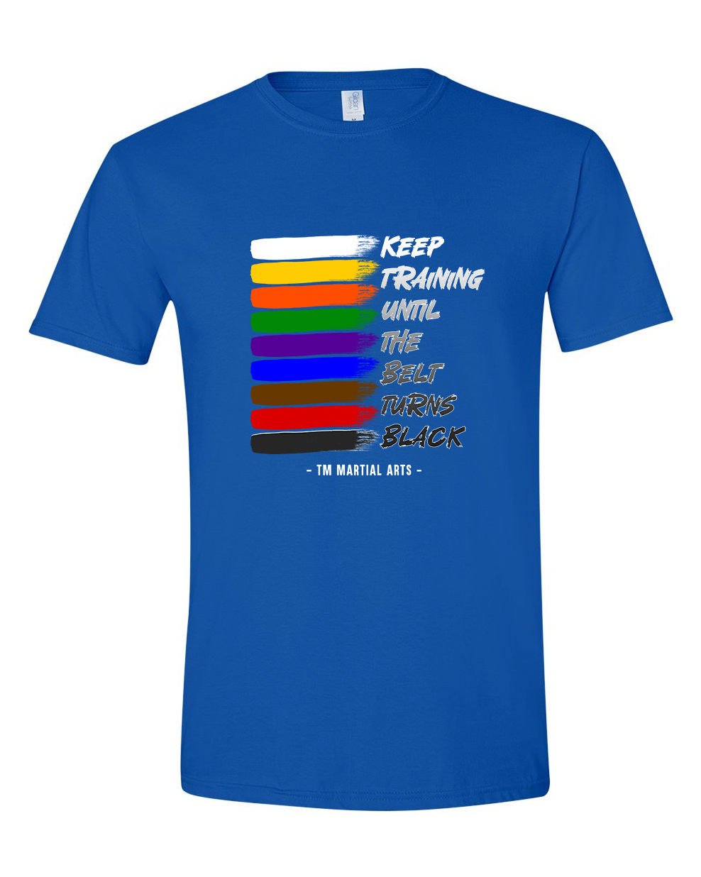 TM Colorful Belt Turns Black Cotton Short Sleeve Shirt