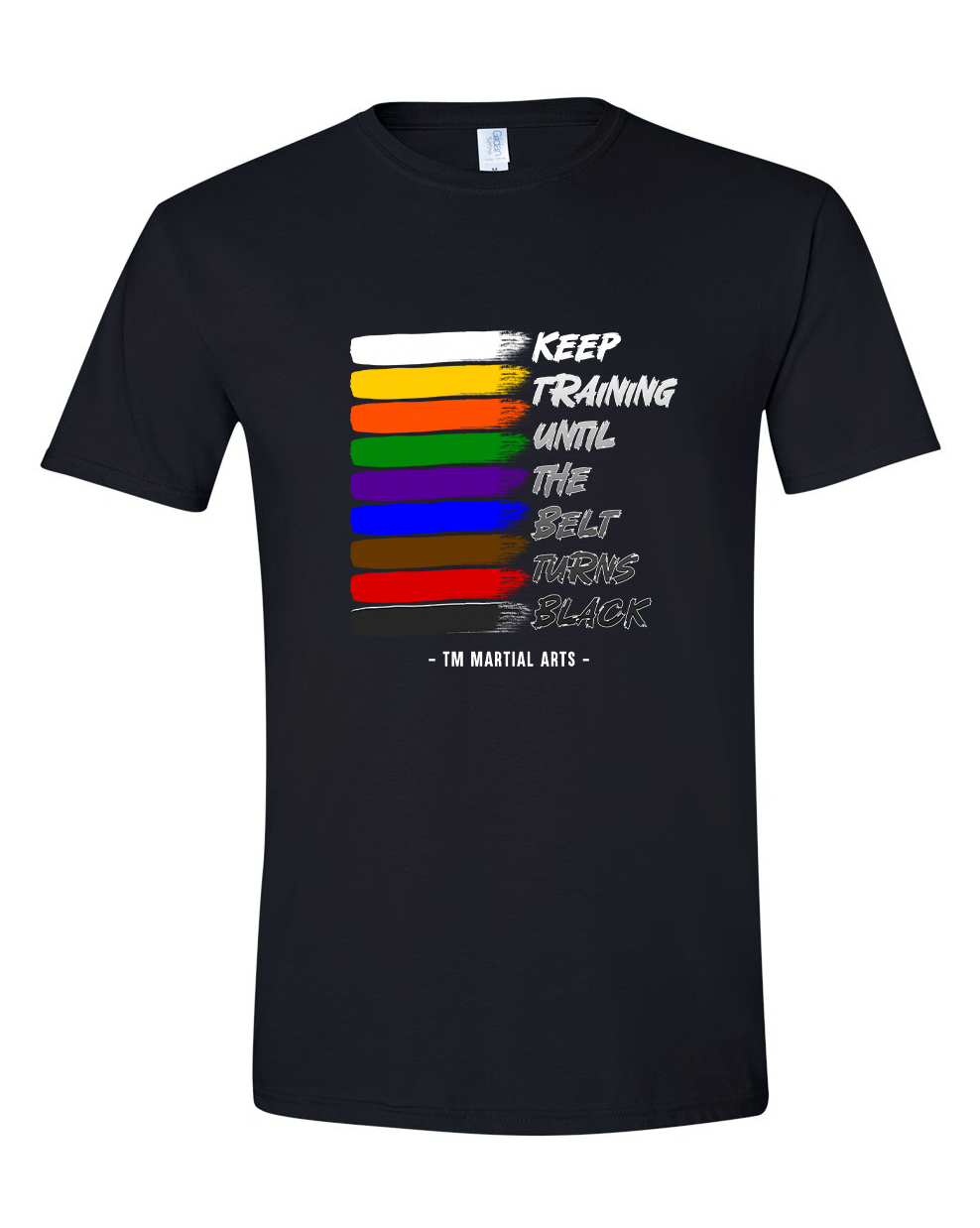 TM Colorful Belt Turns Black Cotton Short Sleeve Shirt