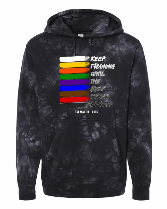TM Colorful Belt Turns Black TM Tie Dye Hoodie