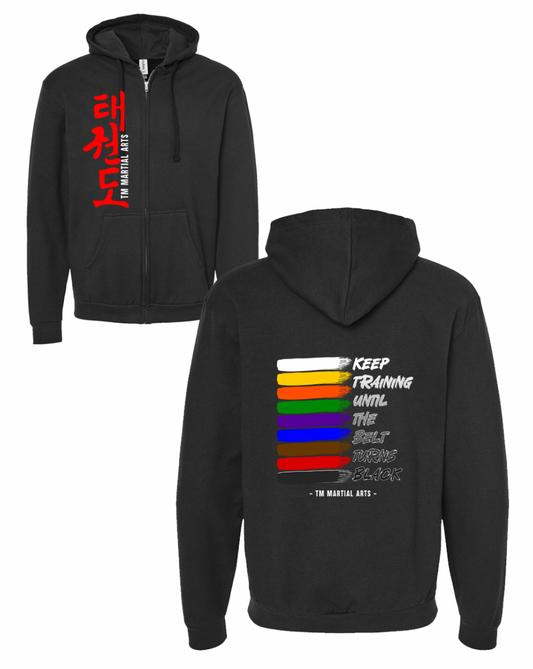 TM Colorful Belt Turns Black TM Zip-Up Hoodie